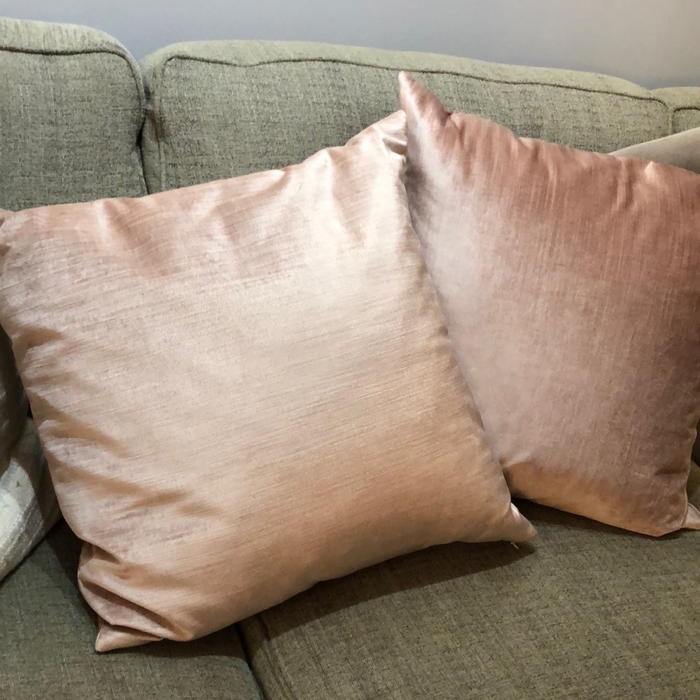 Blush West Elm Velvet Throw Pillow Covers - Set of 2